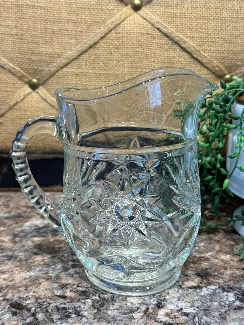 Vintage Anchor Hocking Glass Star Creamer - Classic Home Dining